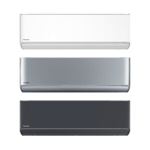 Vnitřní nástěnné jednotky klimatizace Panasonic Etherea v barvách matná bílá, stříbrná a grafitově šedá